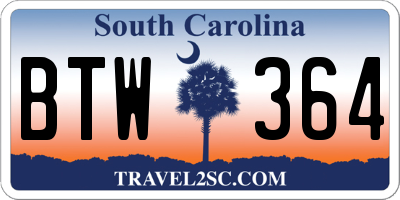 SC license plate BTW364