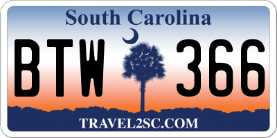 SC license plate BTW366