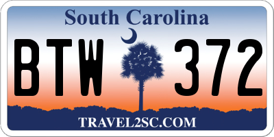 SC license plate BTW372