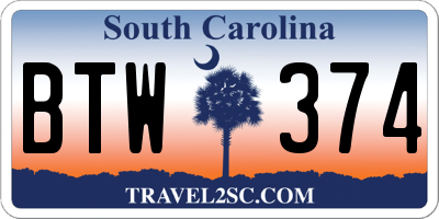 SC license plate BTW374