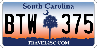 SC license plate BTW375