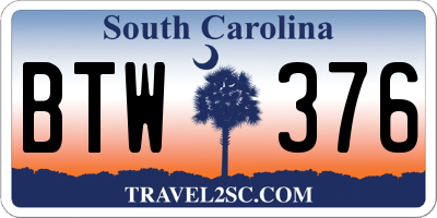 SC license plate BTW376