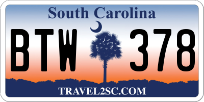 SC license plate BTW378