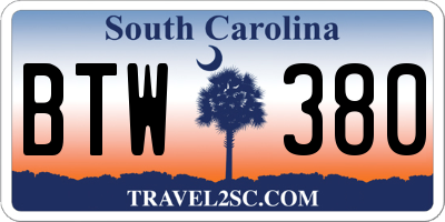 SC license plate BTW380