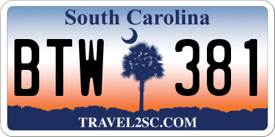 SC license plate BTW381