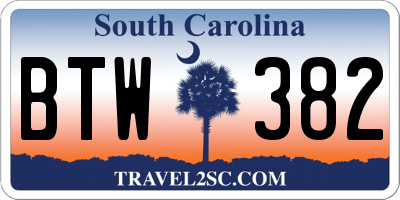 SC license plate BTW382