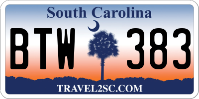SC license plate BTW383