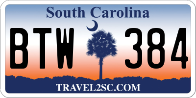 SC license plate BTW384