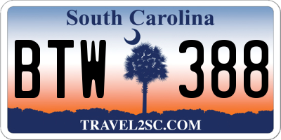 SC license plate BTW388
