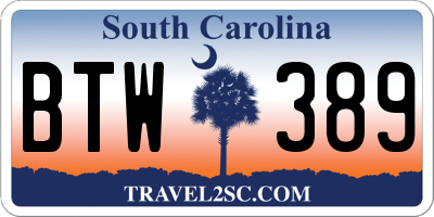 SC license plate BTW389