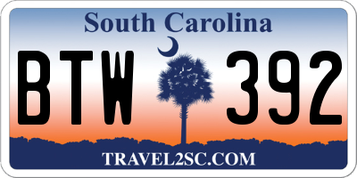 SC license plate BTW392