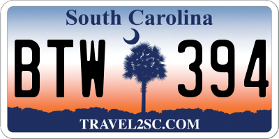 SC license plate BTW394