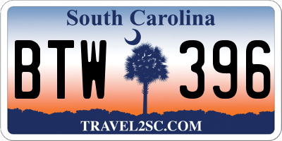 SC license plate BTW396