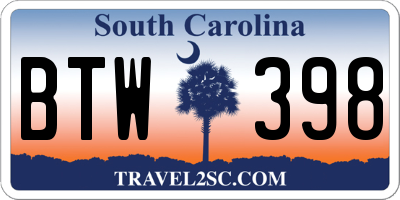 SC license plate BTW398