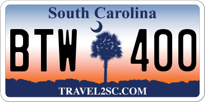 SC license plate BTW400