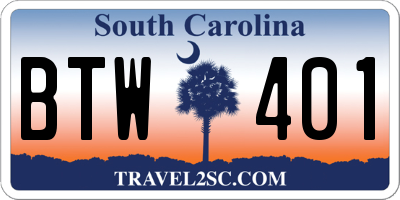 SC license plate BTW401