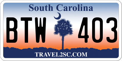 SC license plate BTW403