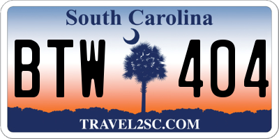SC license plate BTW404