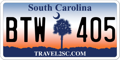 SC license plate BTW405