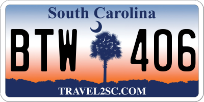 SC license plate BTW406
