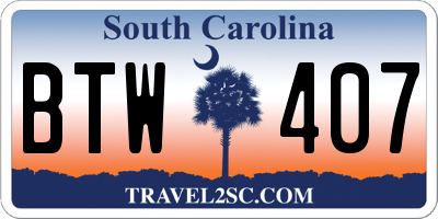 SC license plate BTW407