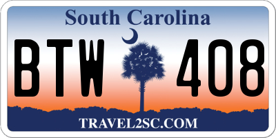 SC license plate BTW408