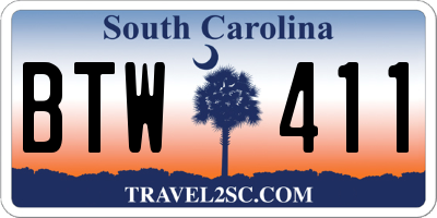 SC license plate BTW411