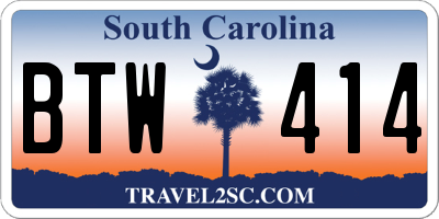 SC license plate BTW414
