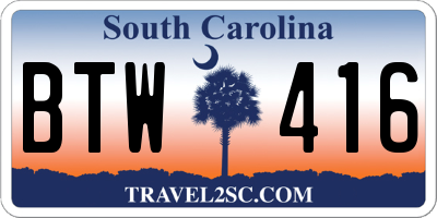 SC license plate BTW416