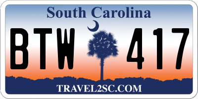 SC license plate BTW417