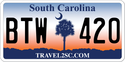 SC license plate BTW420