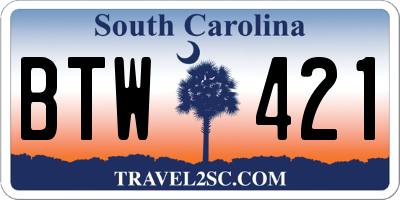 SC license plate BTW421