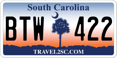 SC license plate BTW422