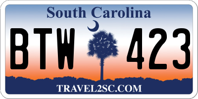 SC license plate BTW423