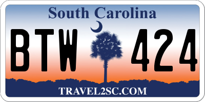SC license plate BTW424