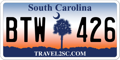 SC license plate BTW426