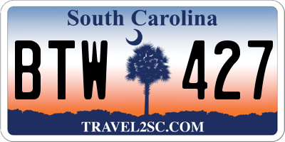 SC license plate BTW427