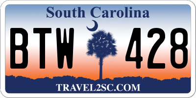 SC license plate BTW428