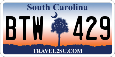 SC license plate BTW429