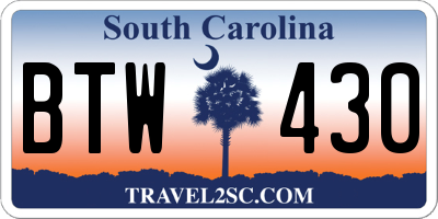 SC license plate BTW430
