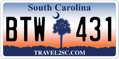 SC license plate BTW431