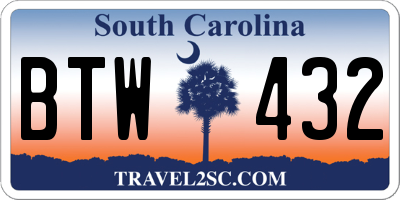 SC license plate BTW432