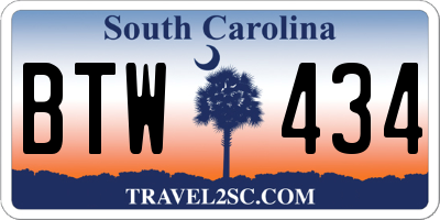 SC license plate BTW434