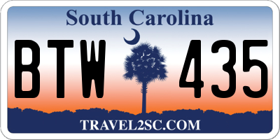 SC license plate BTW435