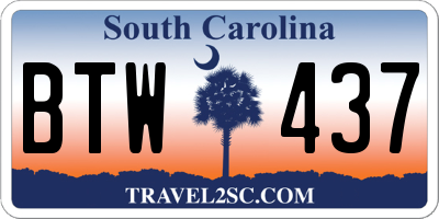 SC license plate BTW437