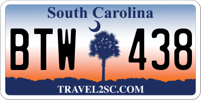 SC license plate BTW438