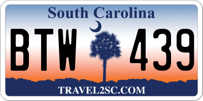 SC license plate BTW439