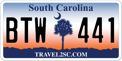SC license plate BTW441