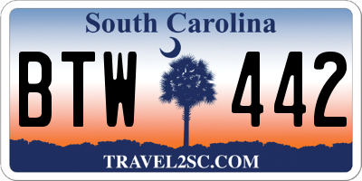 SC license plate BTW442