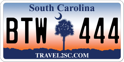 SC license plate BTW444